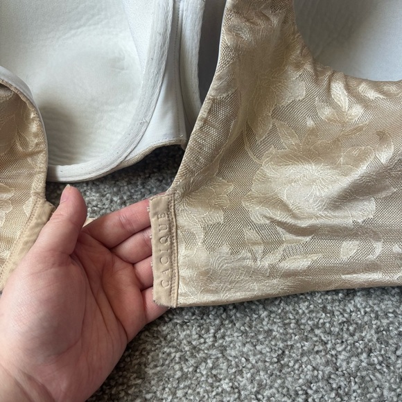 Cacique Tan Floral Lace Lightly Line Balconette Bra Adjustable Straps 42F - Picture 9 of 14